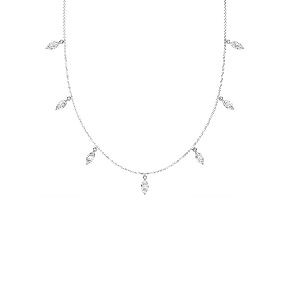 2.80 CT Seven Natural Round Cut Diamond Station Necklace