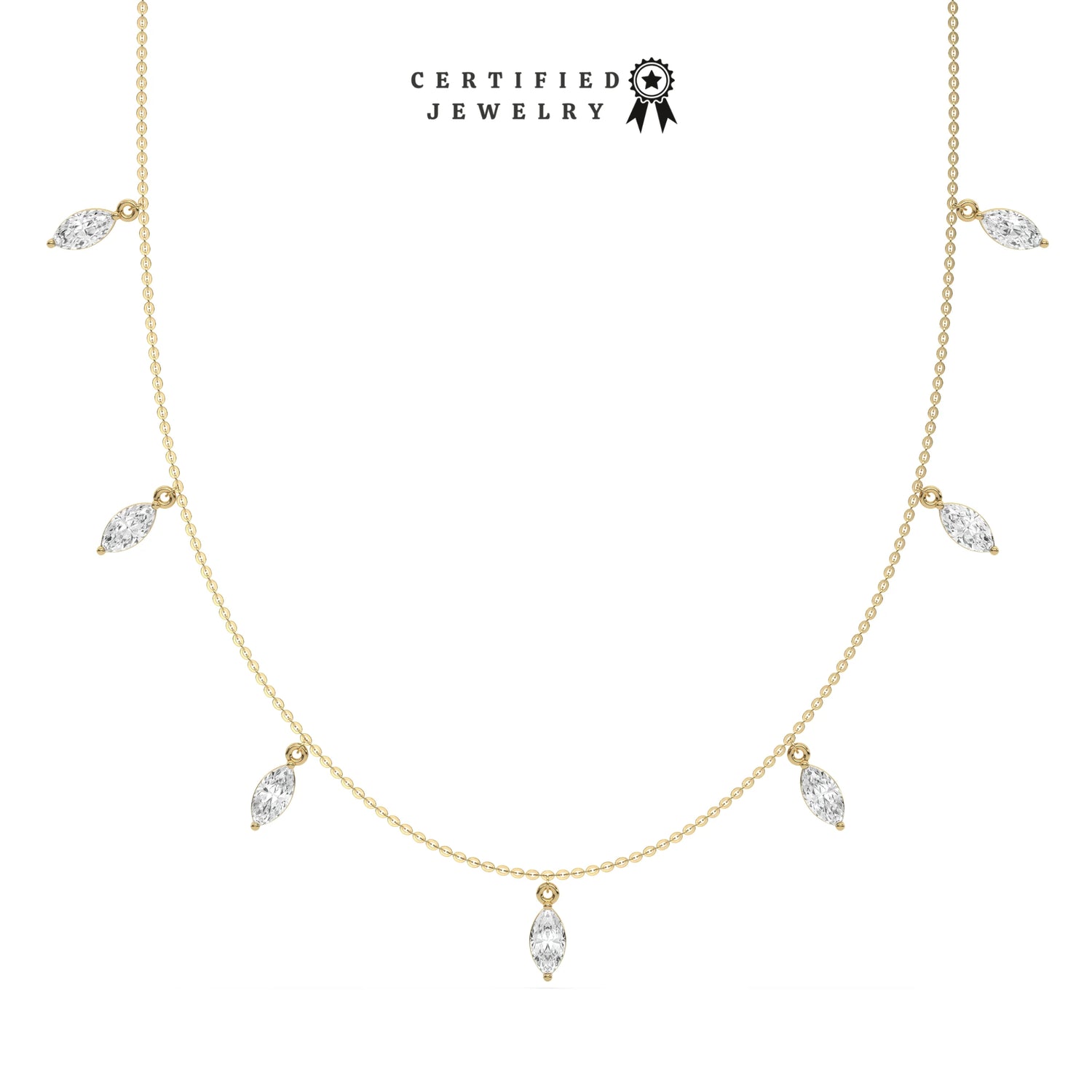 2.80 Seven Lab Diamond Marquise Dangling Necklace