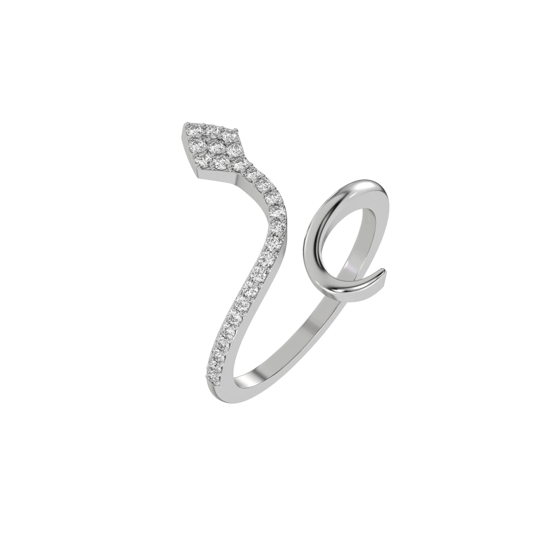 This white gold Snake Twist Round Diamond Ring made with brilliant cut round diamonds and set in a beautiful micro pave setting in 3d view