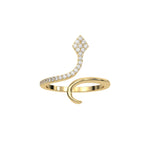 This yellow gold ring displayed in front view is made with brilliant cut round diamonds and set in a beautiful micro pave setting