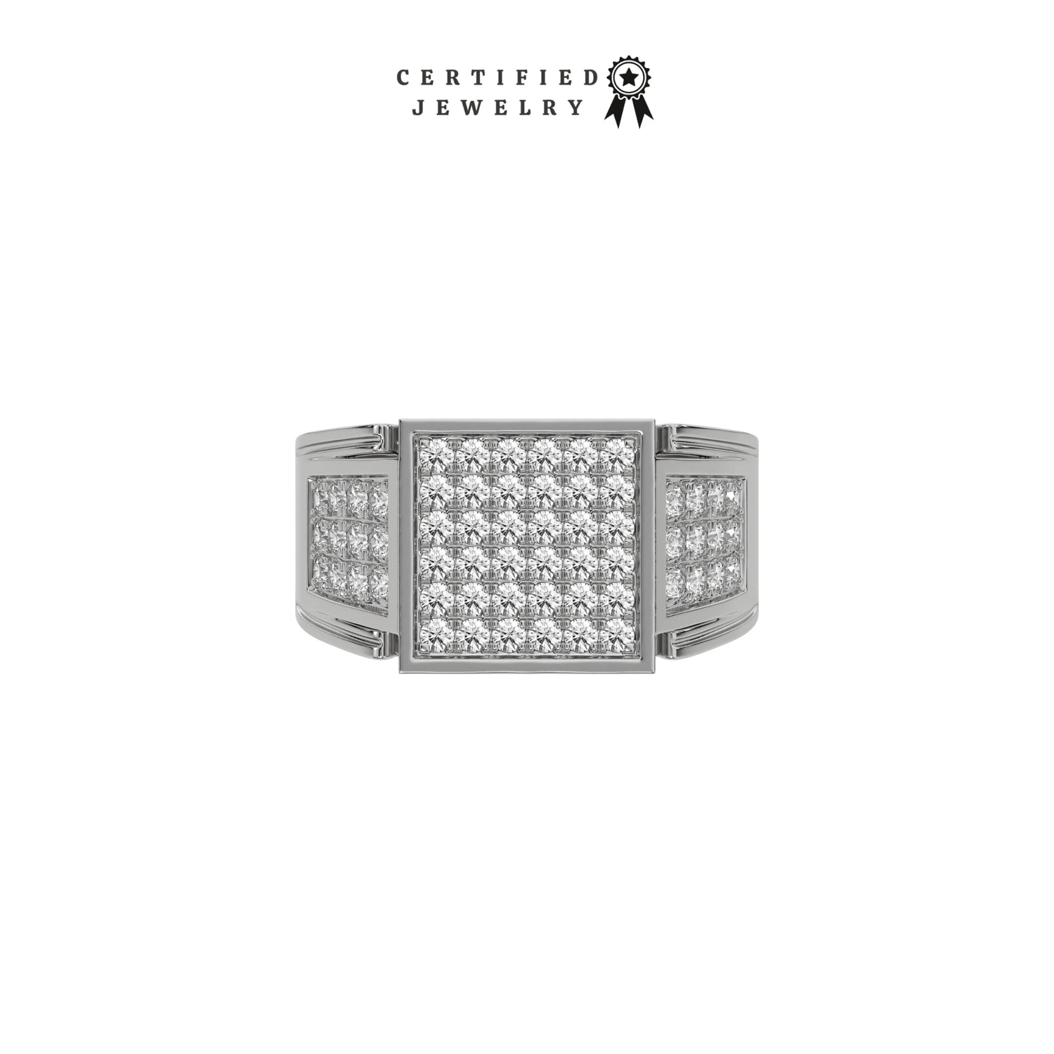 1.10 CT Natural Diamond Square Shape Pave Signet Ring