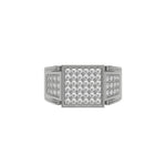 This white gold Square shape diamond signet ring made with a cluster of round brilliant-cut diamonds arranged to form a square shape in top view