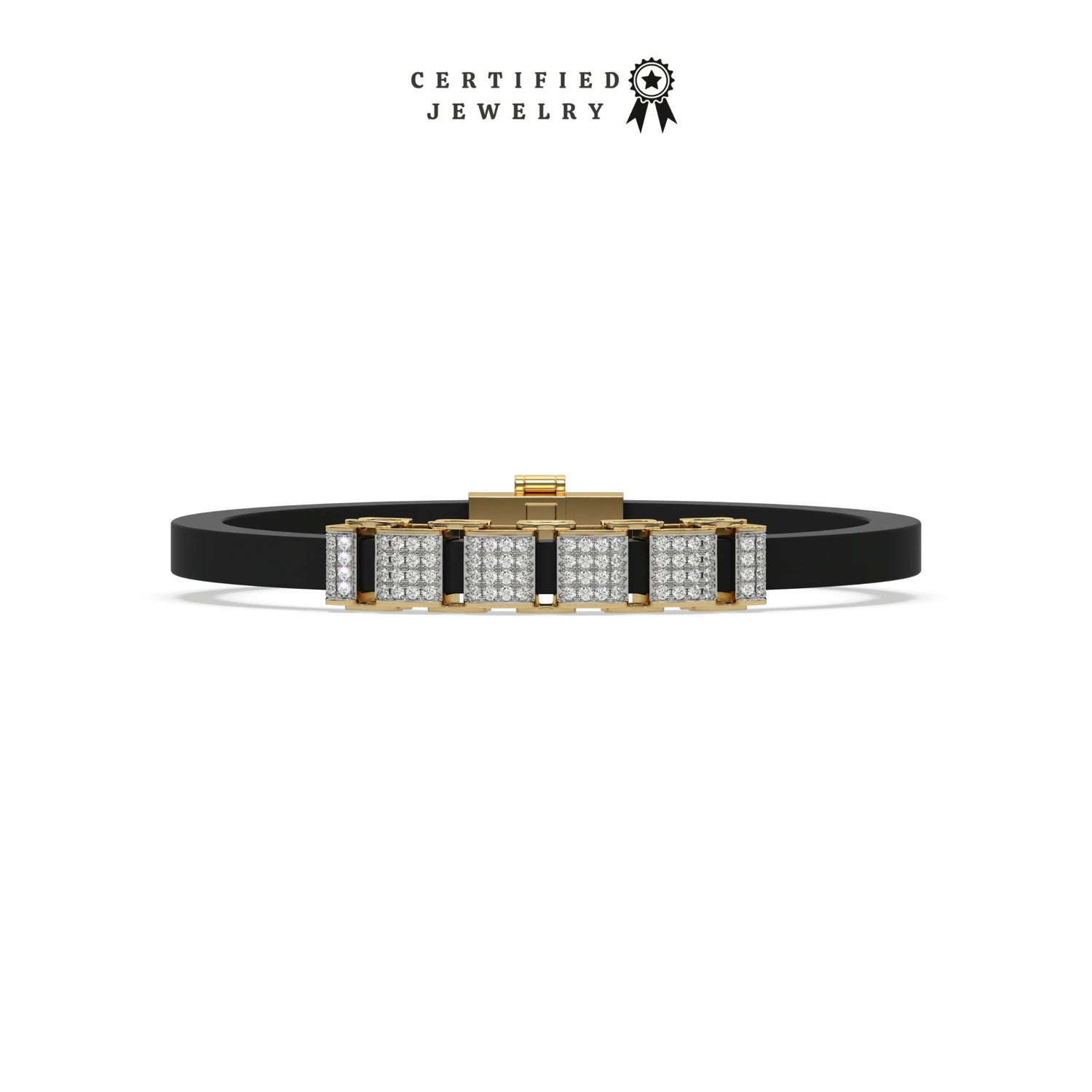 0.95 CT Lab Diamond Square Clusters Rubber Bracelet