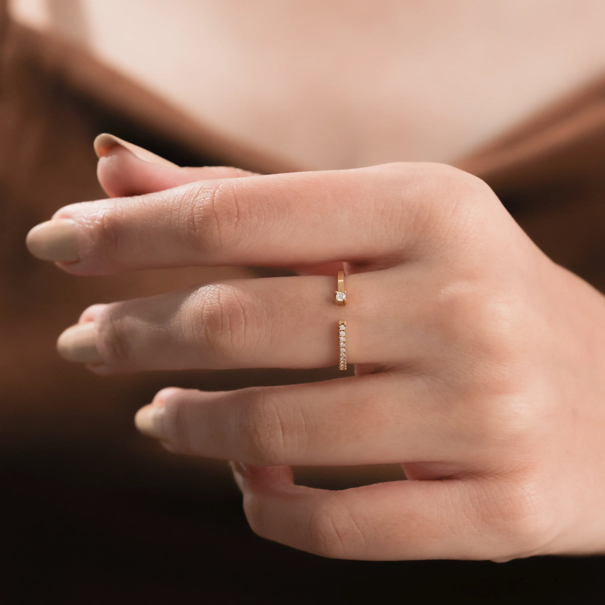 Yellow Gold open Diamond wedding Ring 