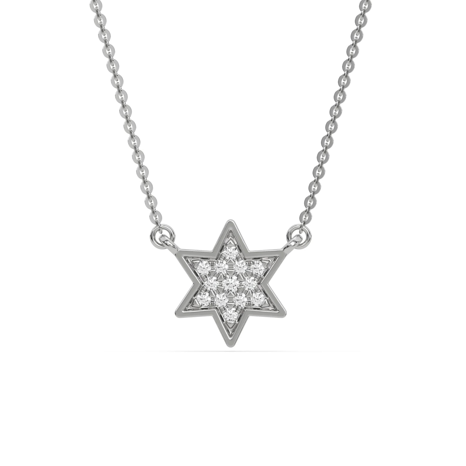 14K White Gold Star Diamond Necklace