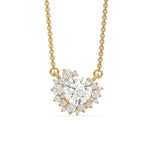 18K Yellow Gold Round Diamond Starburst Cluster Pendant
