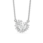 18K White Gold Round Diamond Starburst Cluster Pendant