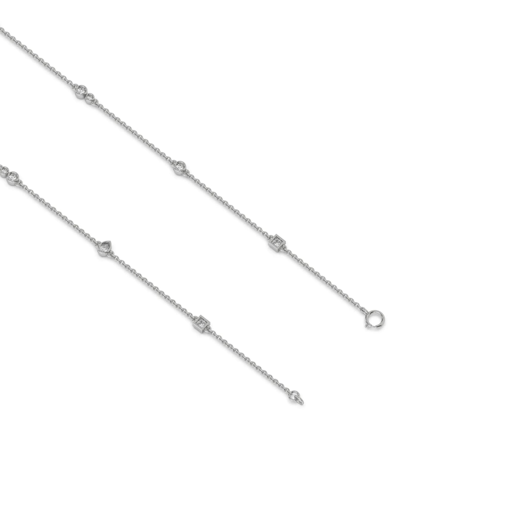 10K Gold Princess And Pear 
Cut Diamond Women Chine Bracelet