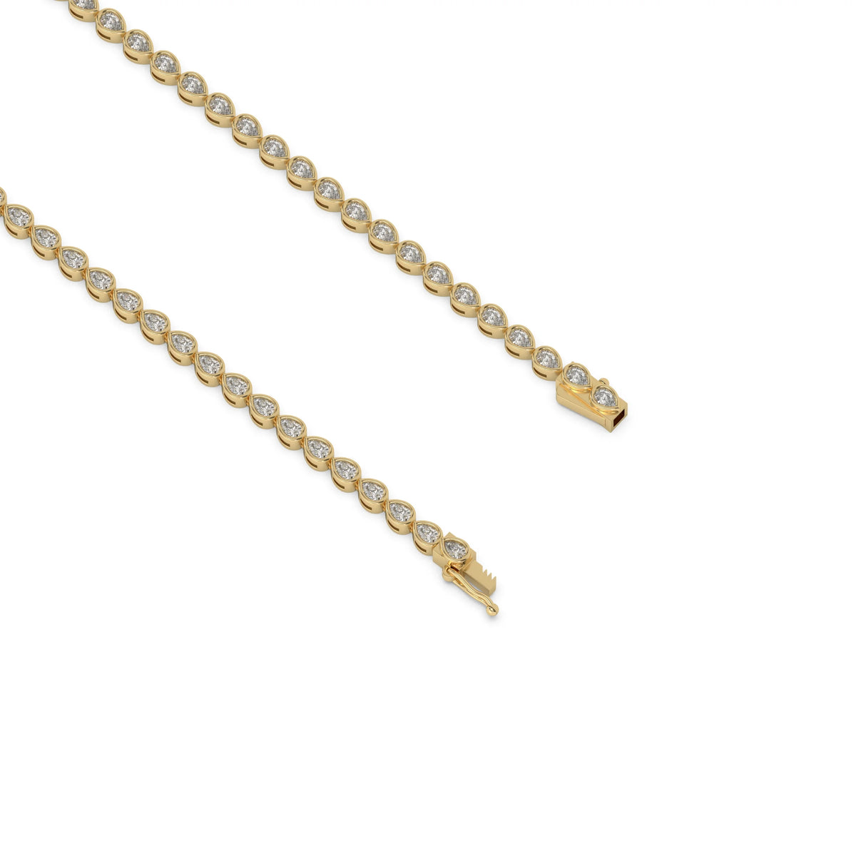 14K Yellow Gold Pear Cut  Diamond Tennis Bracelet 