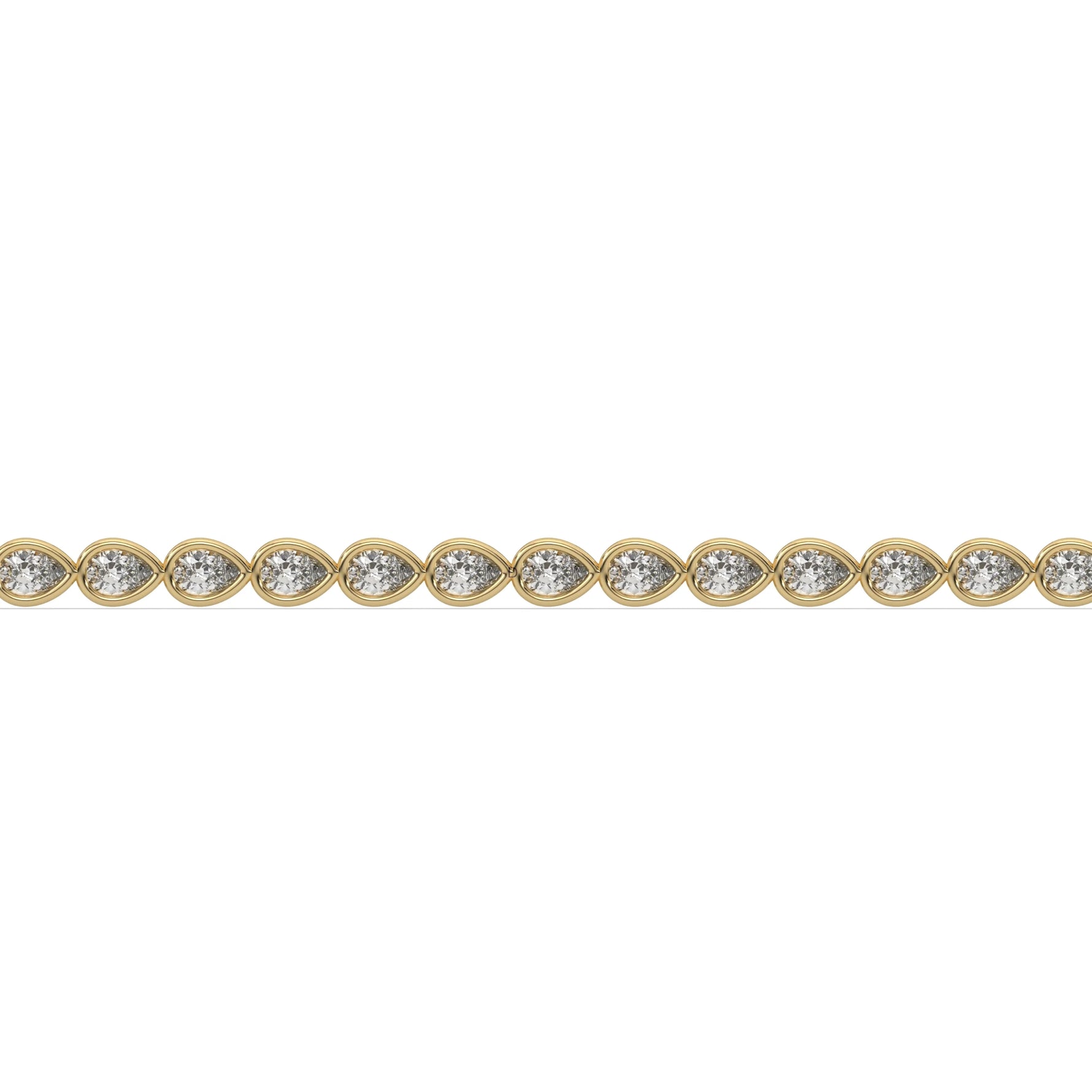 14K Yellow Gold Pear Cut  Diamond Tennis Bracelet 