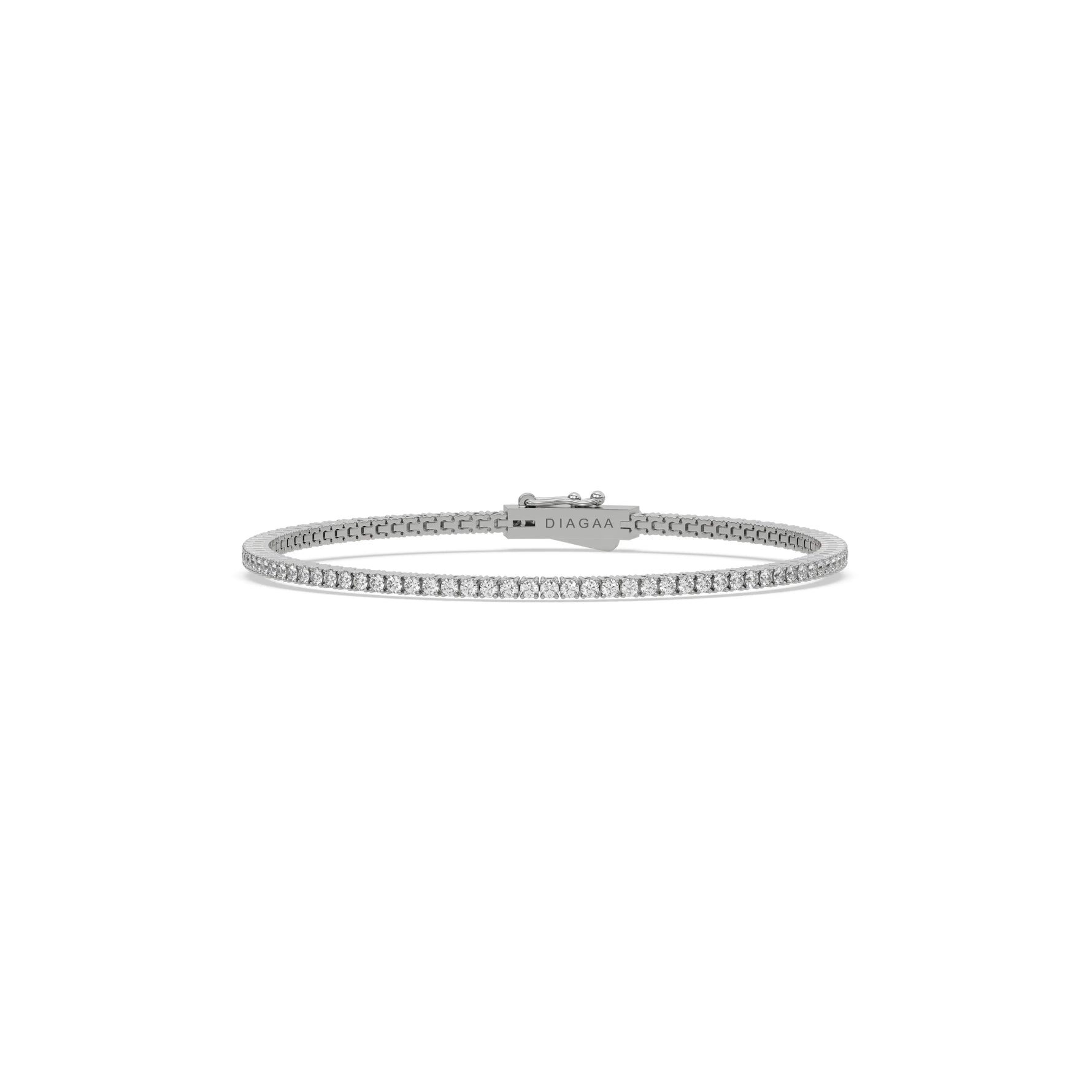 18K White Gold Round Cut  Diamond Tennis Bracelet 