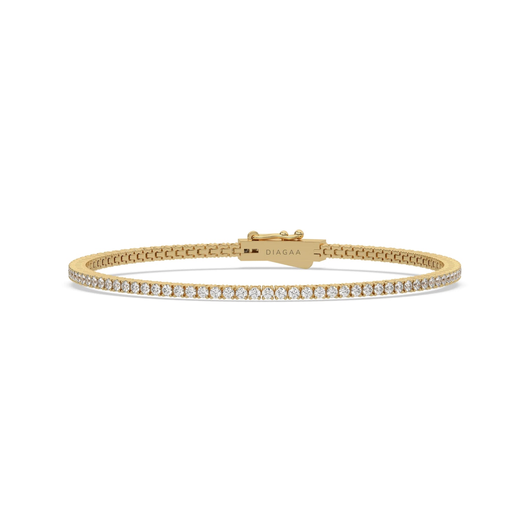 18K Yellow Gold Round Cut  Diamond Tennis Bracelet 
