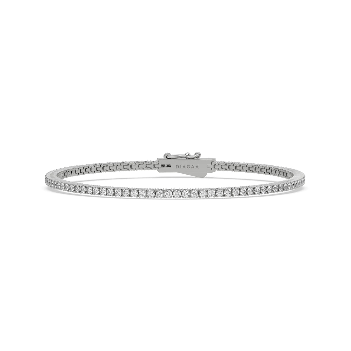 18K White Gold Round Cut  Diamond Tennis Bracelet 