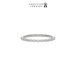 This white gold ring displayed in front view is made with a 24 brilliant cut round diamonds and set in marquise shape on ring finger