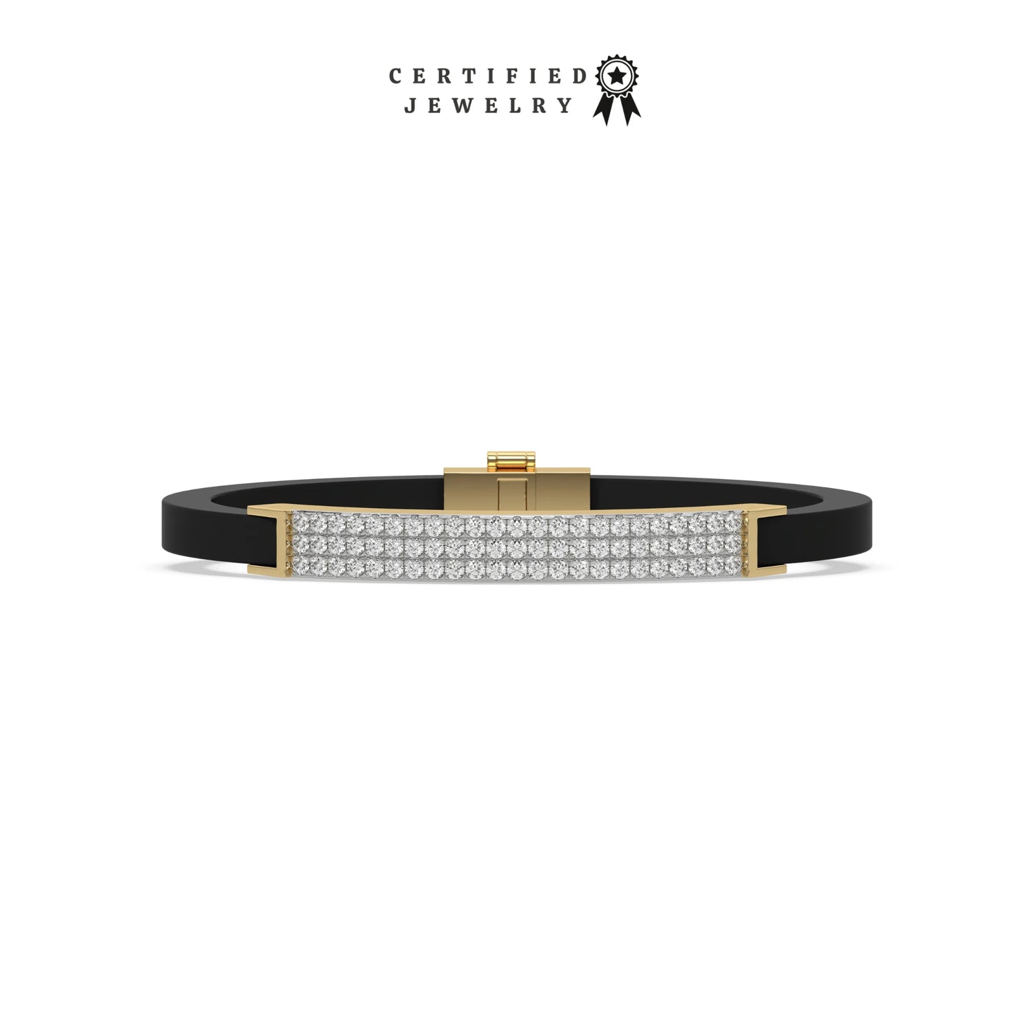 1.77 CT Lab Diamond Three Row Rubber Bracelet