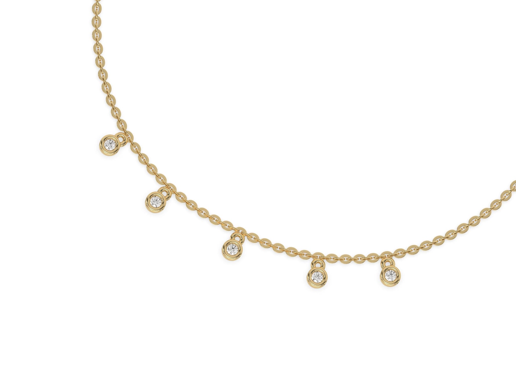 14K Yellow Gold Dangling Round Cut Diamond Bracelet