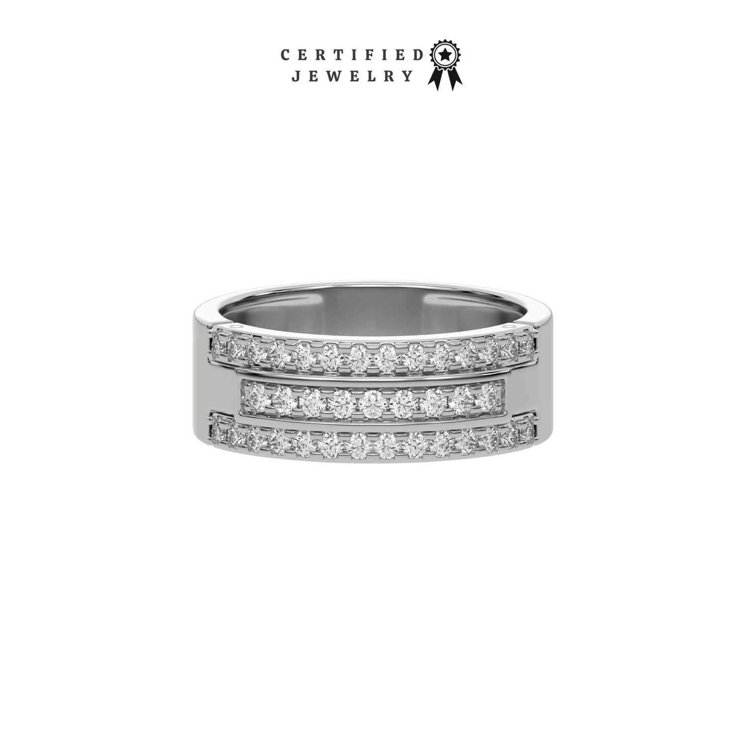 0.63 CT Natural Diamond Tres Ring