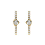 This yellow gold Bar Diamond Earrings made with small round brilliant-cut diamonds in pave setting in top view