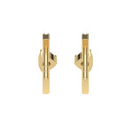 This yellow gold Bar Diamond Earrings made with small round brilliant-cut diamonds in pave setting in back view