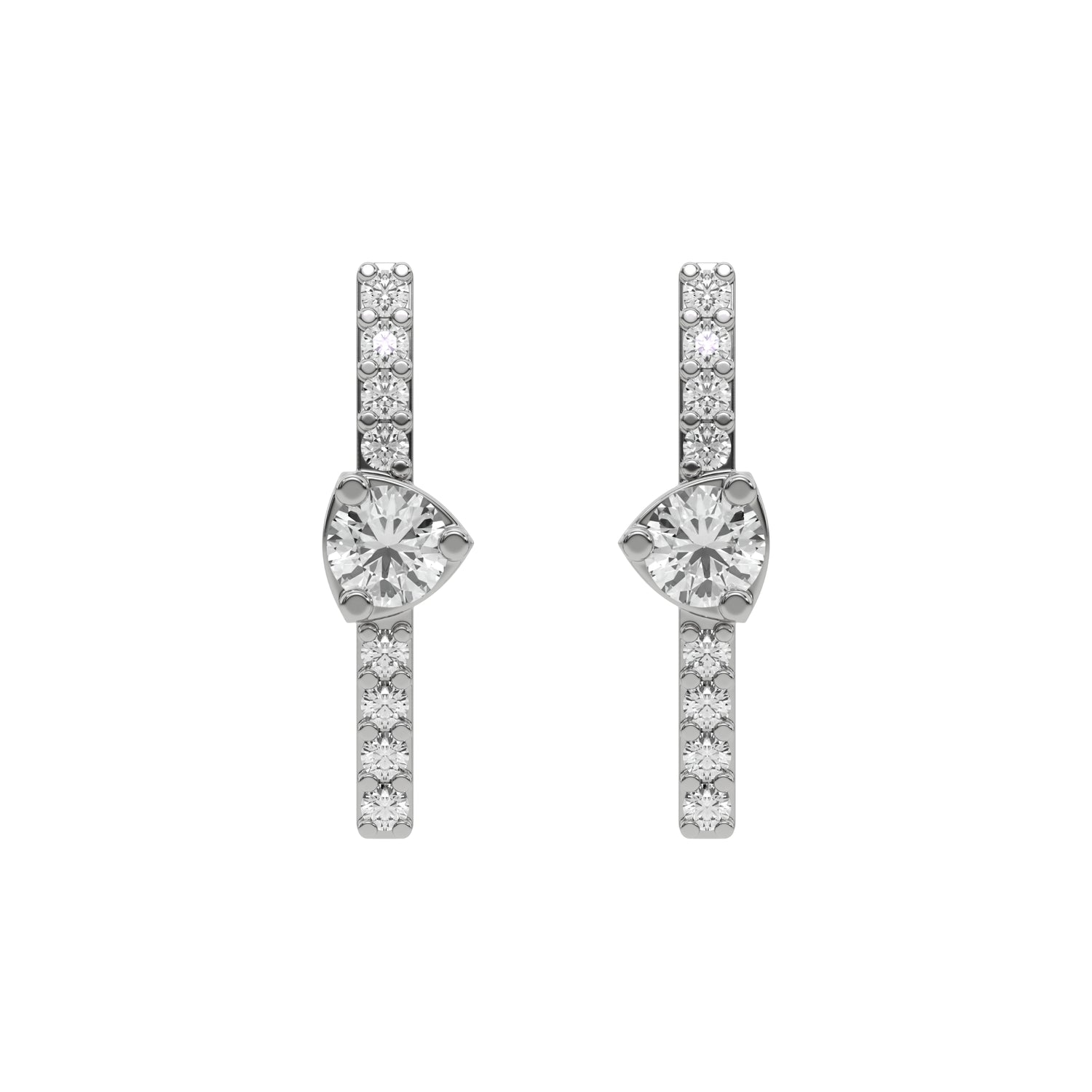 0.22 CT Natural Diamond Round Cut Trillion Cluster Bar Earrings