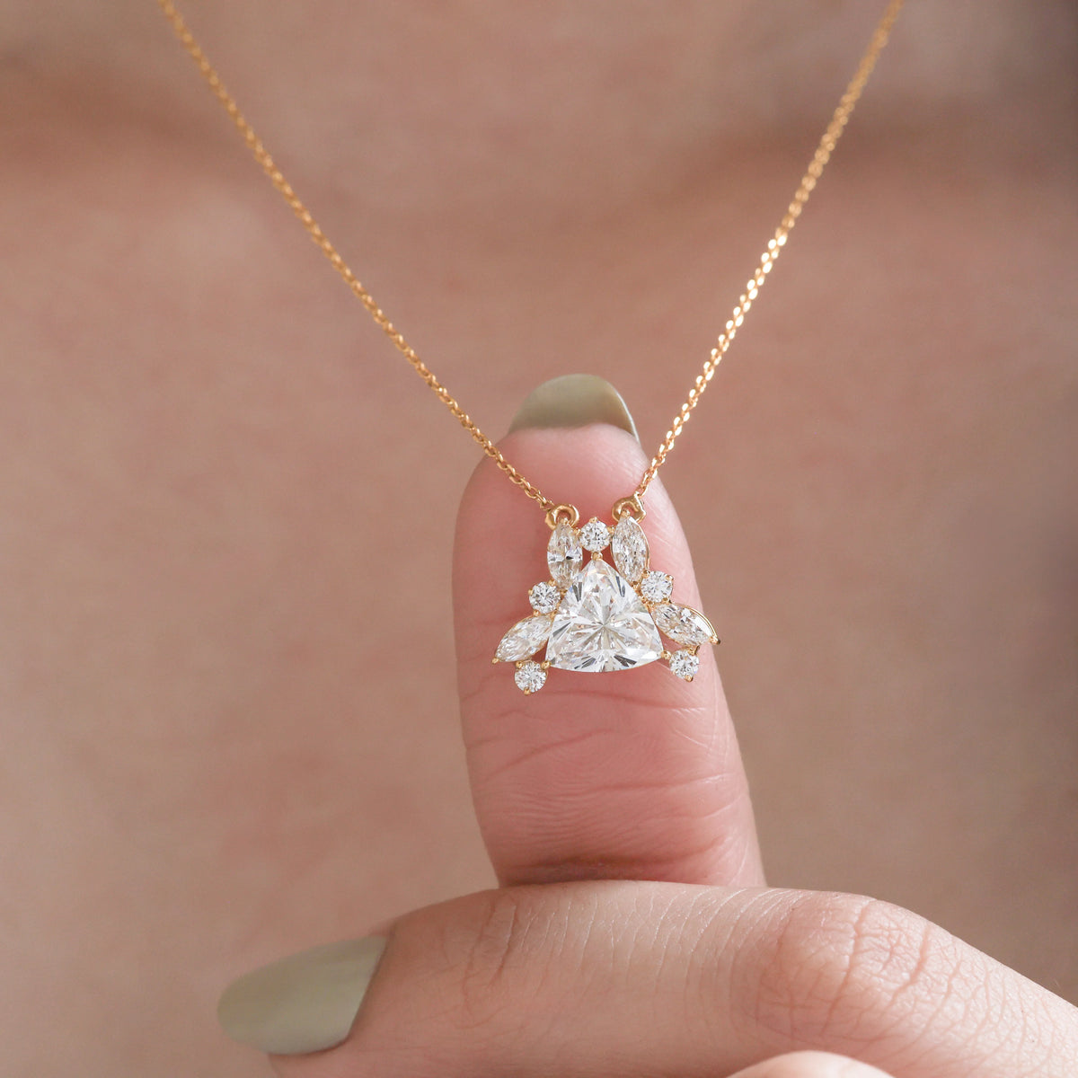 Round And Marquise Diamond Necklace