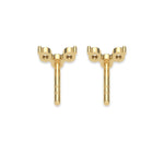 This yellow gold Trio Diamond Earrings made using three round brilliant-cut diamonds creating a v shaped design, securely set in prong setting in back view