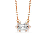 18K Rose Gold Oval and Round Diamond Twin Sparkle Pendant