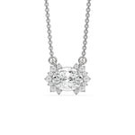 18K White Gold Oval and Round Diamond Twin Sparkle Pendant