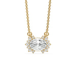 18K Yellow Gold Oval and Round Diamond Twin Sparkle Pendant