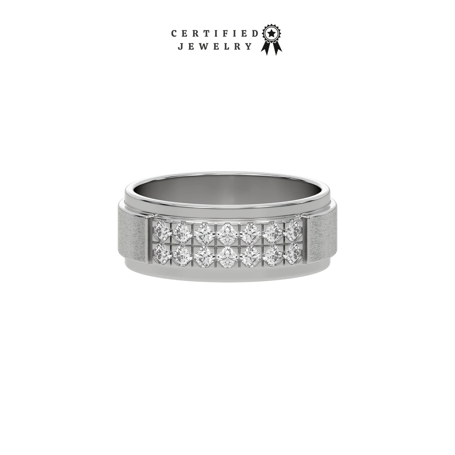 0.63 CT Natural Diamond Double Row Ring