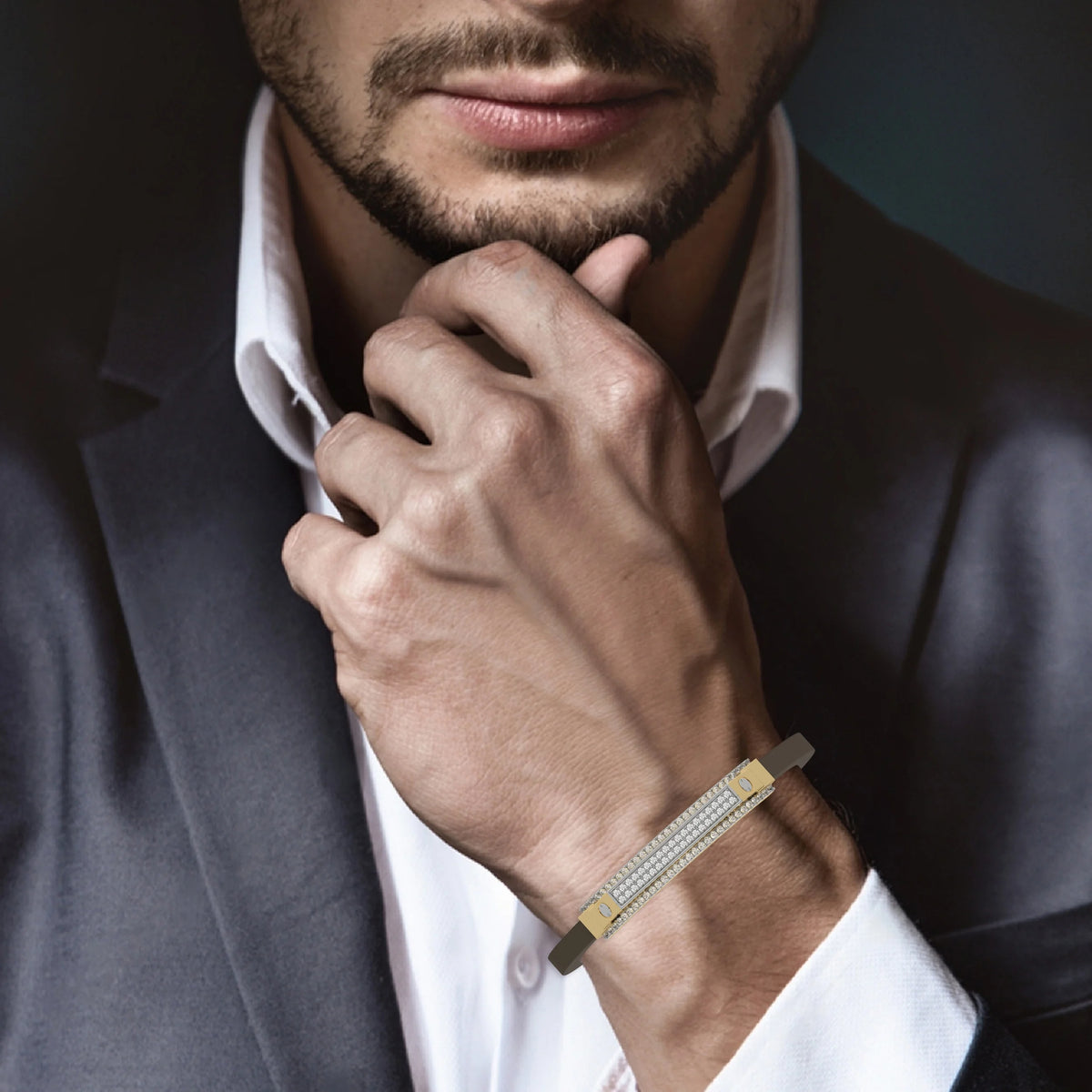 Mens Tow Row Diamond Bracelet 