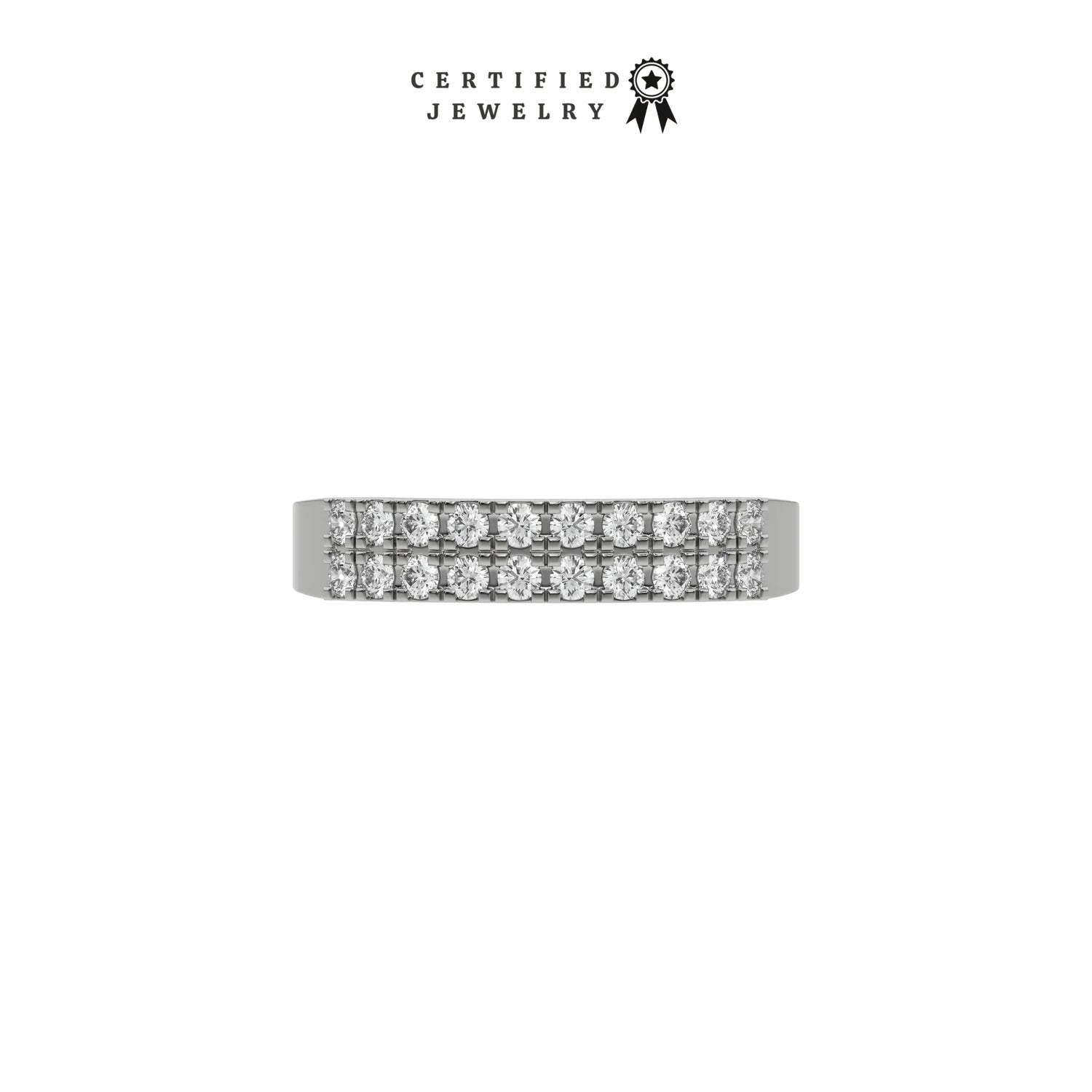 0.52 CT Natural Diamond Two Row Prong Ring