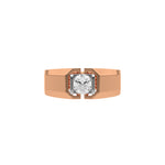 This rose gold two-tone tension set diamond solitaire ring, starring a captivating 0.70 Ct round diamond seamlessly secured in a tension setting in top view