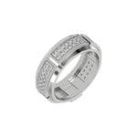 This dual-tone diamond eternity ring is approximately made with 0.85 carats of round brilliant-cut diamonds, set in a pave setting in 3d view