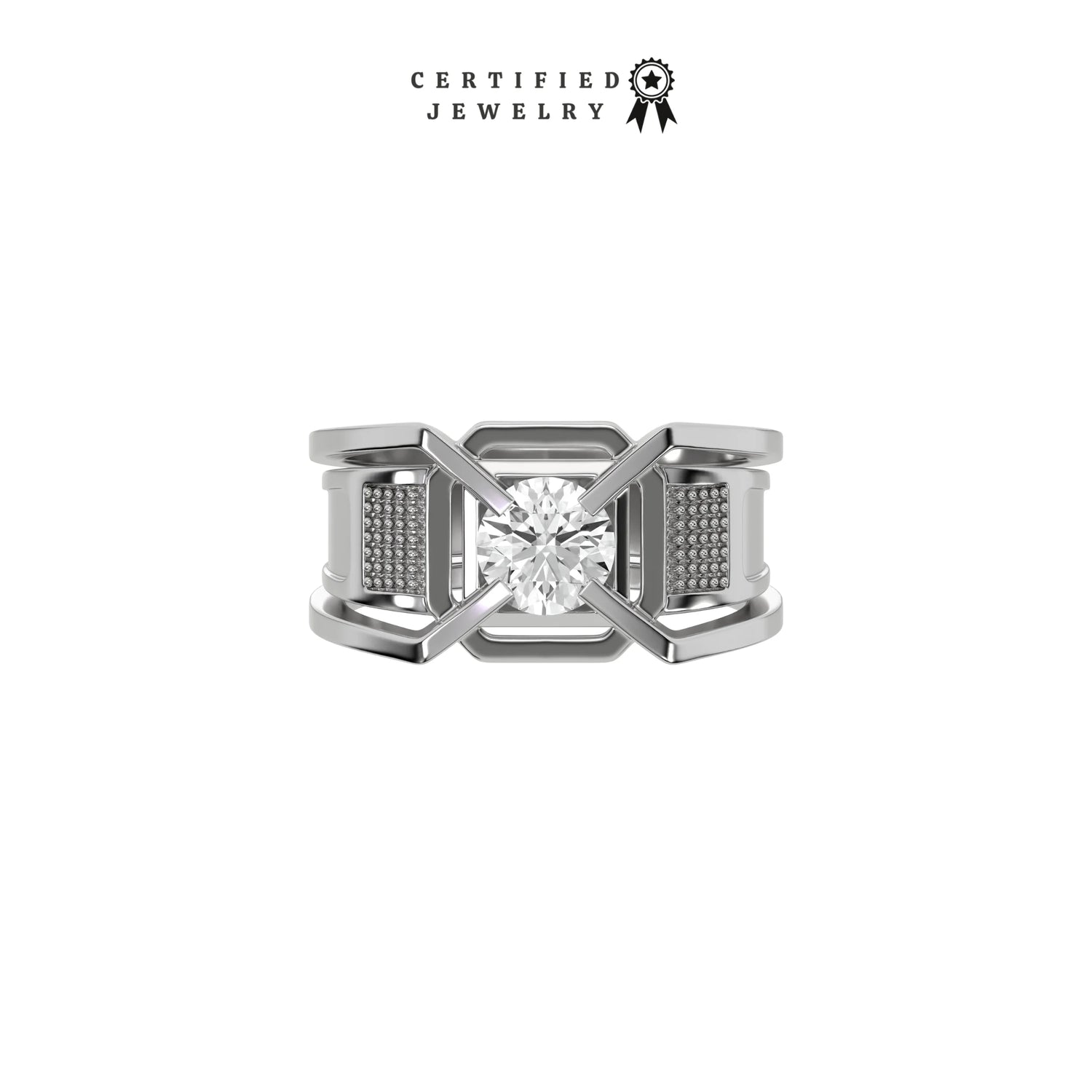 1.00 CT Natural Diamond Round Two Tone Ring