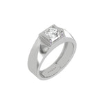 This  two-tone tension set diamond solitaire ring, showcasing a striking 0.70 Ct round diamond at its center, flawlessly secured in a tension setting in 3d view