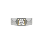 This  two-tone tension set diamond solitaire ring, showcasing a striking 0.70 Ct round diamond at its center, flawlessly secured in a tension setting in top view