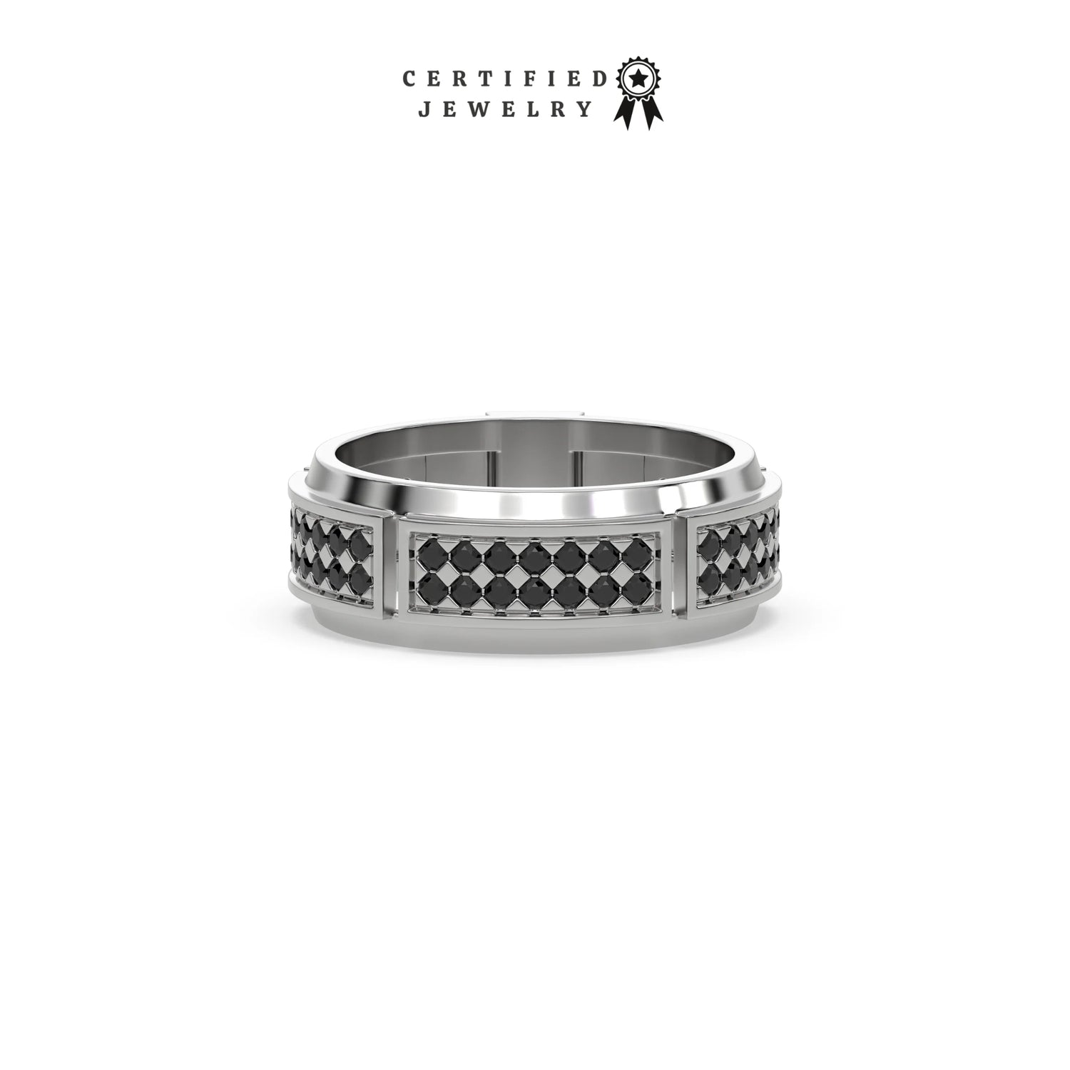 0.85 CT Black Natural Diamond Two Tone Eternity Ring