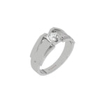 This white gold V-shaped diamond ring features a dazzling 0.50 CT center diamond delicately secured in a captivating V-shaped setting with four prongs in 3d view