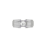 This white gold V-shaped diamond ring features a dazzling 0.50 CT center diamond delicately secured in a captivating V-shaped setting with four prongs in top view