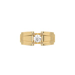 This yellow gold V-shaped diamond ring features a dazzling 0.50 CT center diamond delicately secured in a captivating V-shaped setting with four prongs in top view