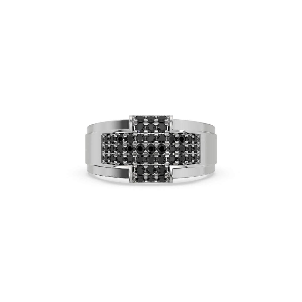 0.71 CT Black Natural Diamond Cross Ring