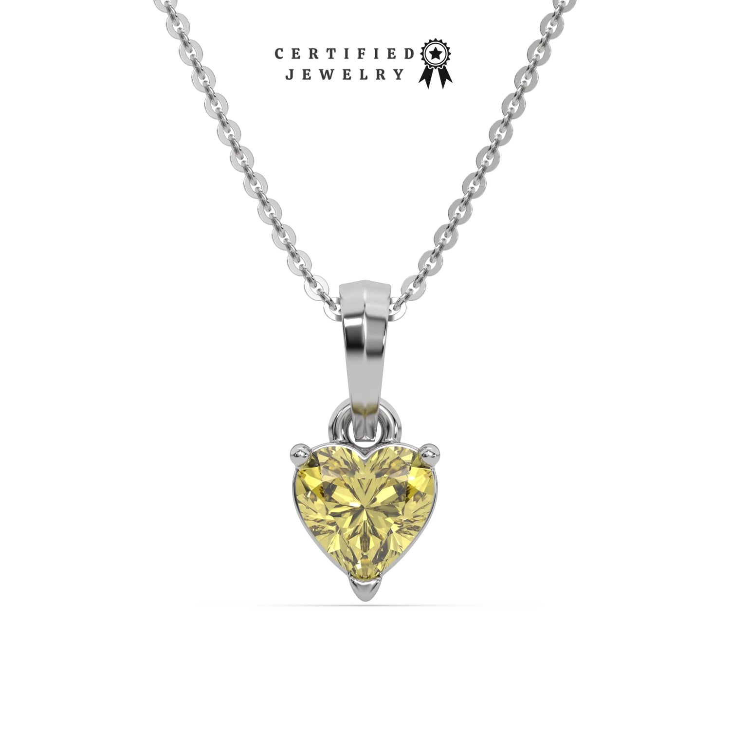 3 CT Fancy Yellow Diamond Heart Solitaire Necklace