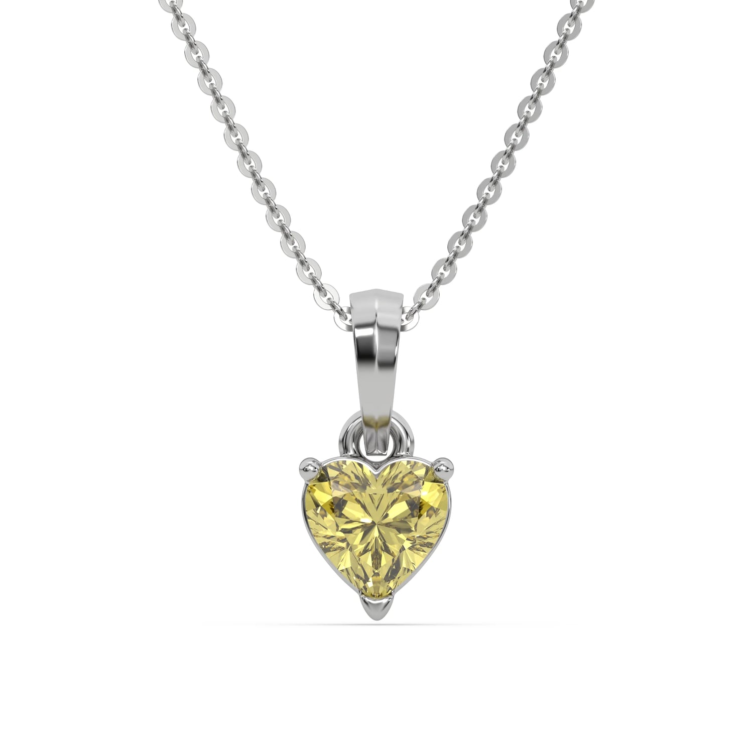 3 CT Fancy Yellow Diamond Heart Solitaire Necklace