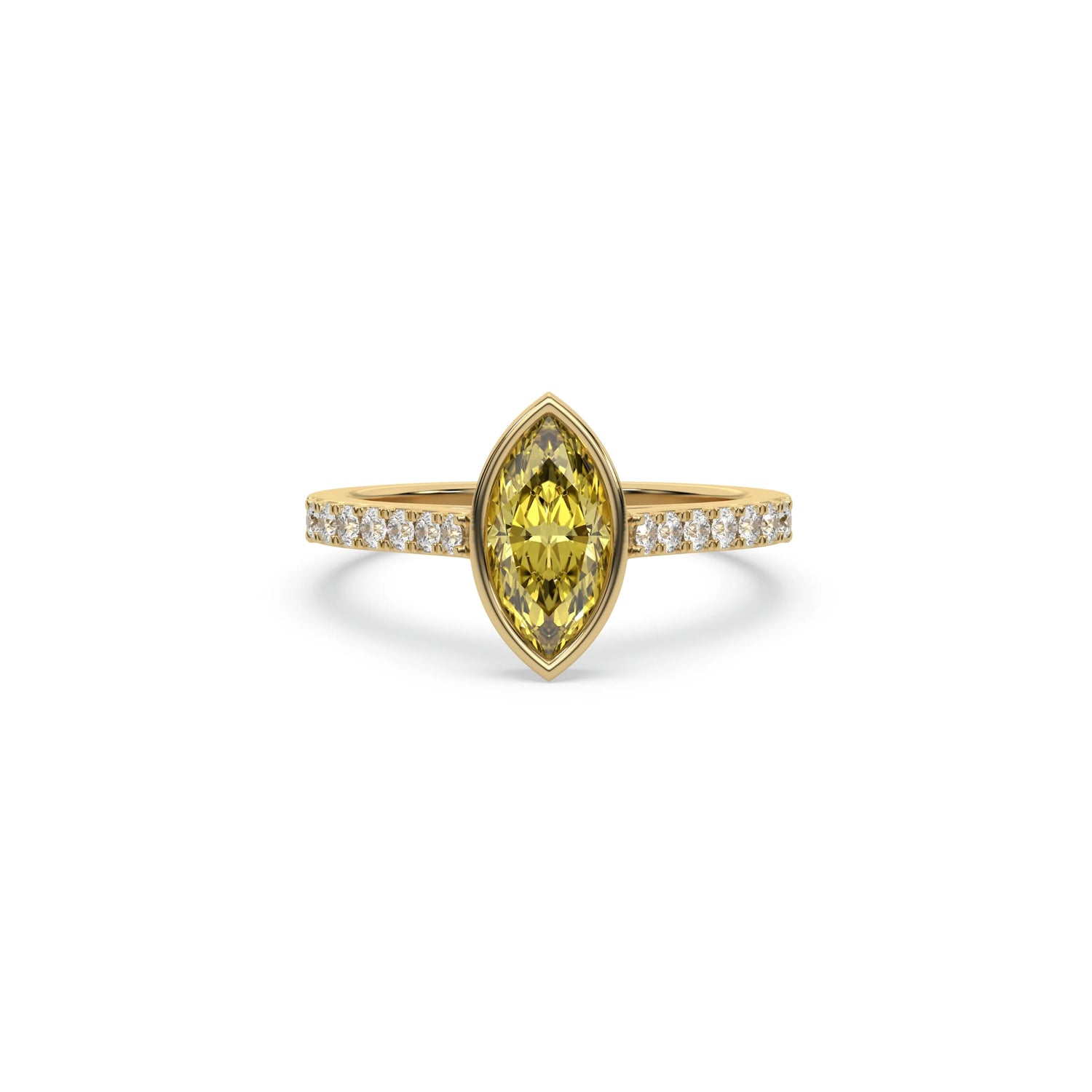 3 CT Fancy Yellow Diamond Marquise Solitaire Bezel Engagement Ring