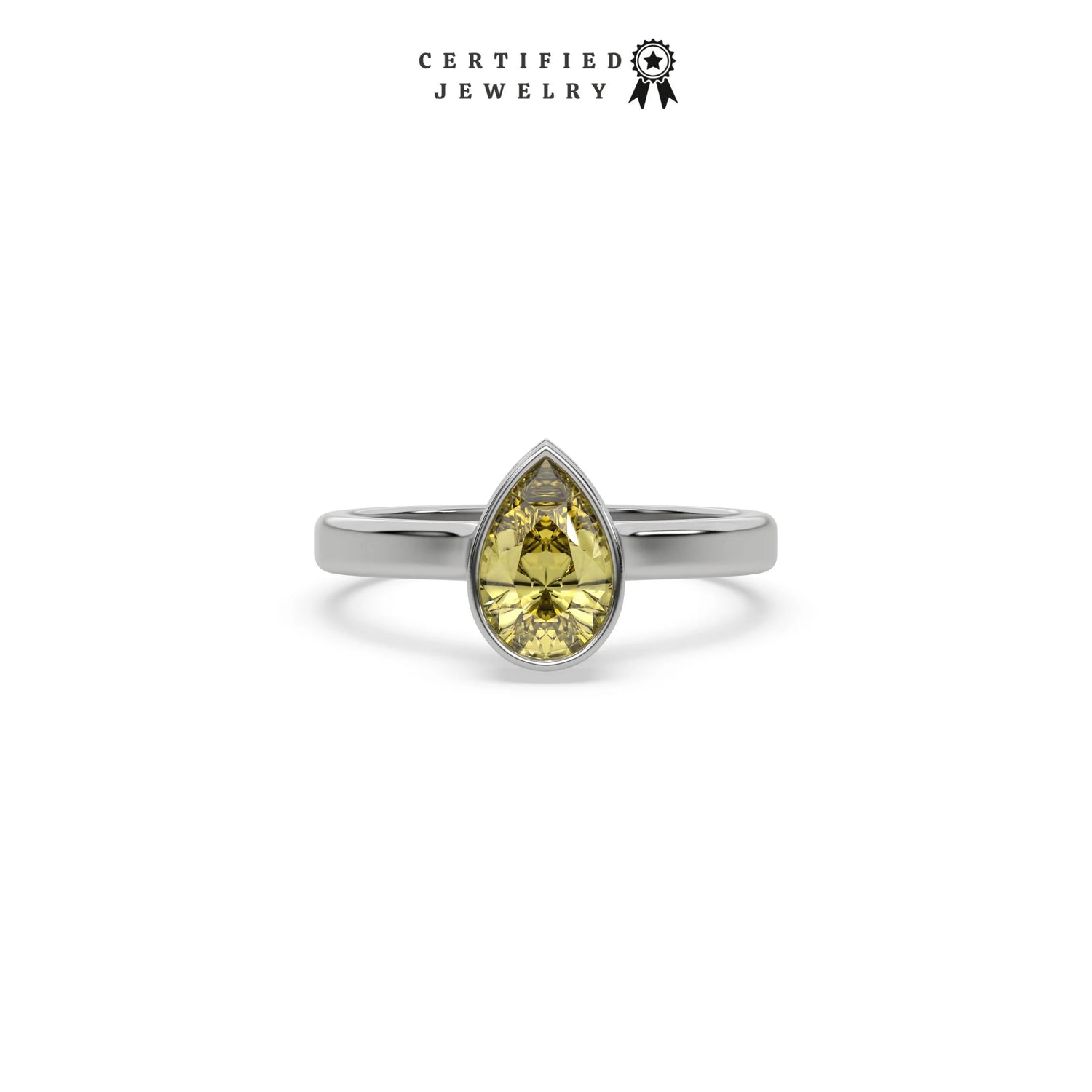 3 CT Fancy Yellow Diamond Pear Hidden Halo Engagement Ring