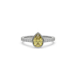 14K White Gold Fancy Yellow Pear Diamond Engagement Ring