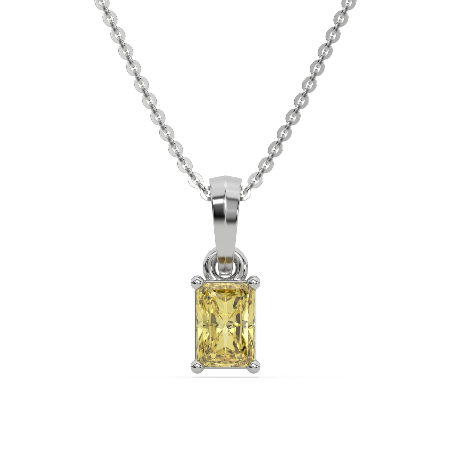 3 CT Fancy Yellow Diamond Radiant Solitaire Necklace