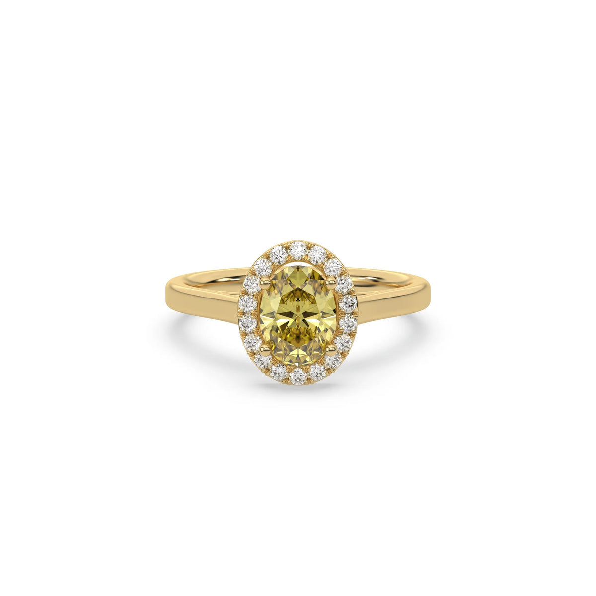 14K Yellow Gold Fancy Yellow Oval Diamond Engagement Ring