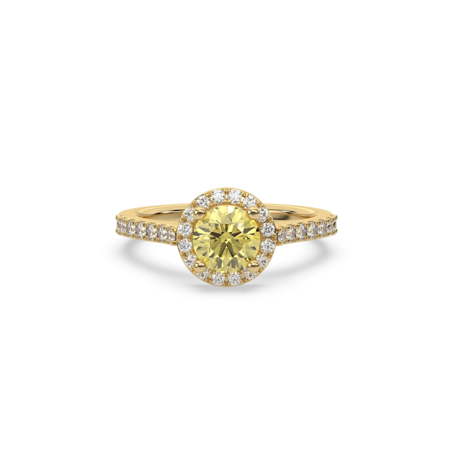 18K Yellow Gold Fancy Yellow Round Solitaire Diamond Engagement Ring